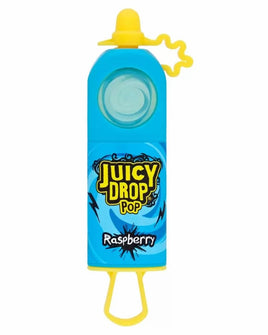 Bazooka Juicy Drop Raspberry Pop Lollipop With Sour Gel 26g