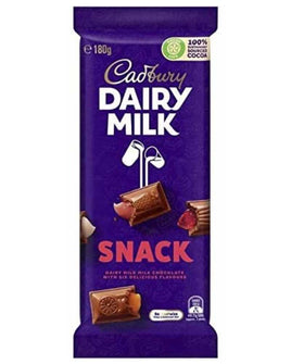 Cadbury Dairy Milk Snack milk chocolate block 180g Australian Import