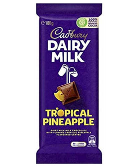 Cadbury Dairy Milk Tropical Pineapple chocolate block 180g Australian Import